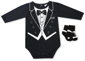 Baby Essentials Baby Boys' 2-Piece Tux Bodysuit & Socks Set