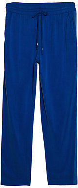 Violeta BY MANGO Cupro Trim Trousers, Bright Blue