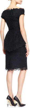 Lela Rose Straight Lace Skirt, Black
