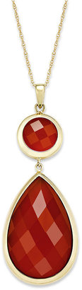 Macy's 14k Gold Necklace, Faceted Red Agate Pendant (10-1/2 ct. t.w.)