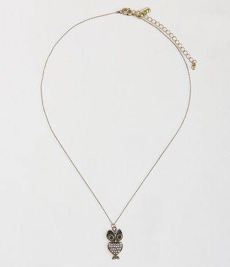 Aeropostale Pavé Owl Short-Strand Necklace