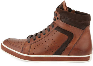 Kenneth Cole Leather High-Top Sneaker, Cognac