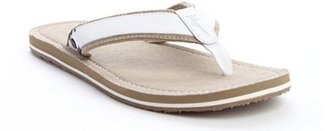 Original Penguin white and khaki leather and canvas thong sandals