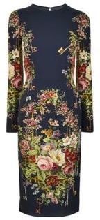 Dolce & Gabbana Flower And Key Print Crepe Dress
