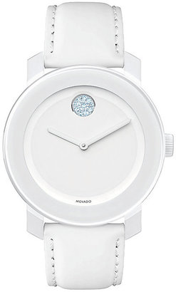 Movado Bold ladies' white ion-plated stone set strap watch