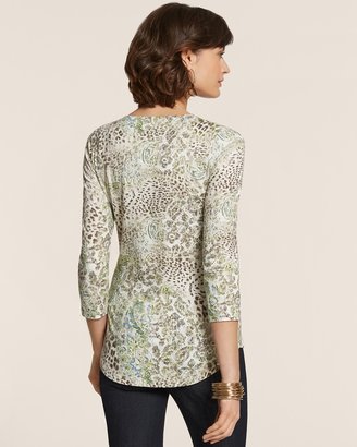 Chico's Animal Lace Smooth Scoop Shirttail Top