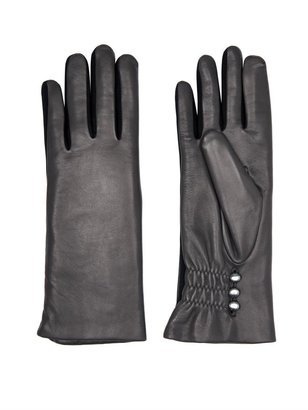 Agnelle Fur-lined lamb leather gloves