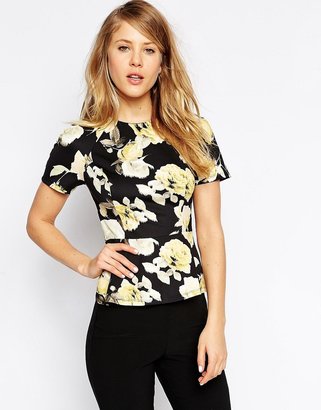 ASOS COLLECTION Peplum Top In Pretty Autumnal Floral