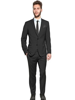 Dolce & Gabbana Micro Checked Stretch Wool Blend Suit