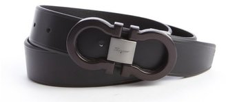 Ferragamo black leather gancini buckle classic belt