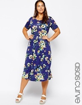ASOS Curve CURVE Exclusive Midi Dress in Bright Floral - multi