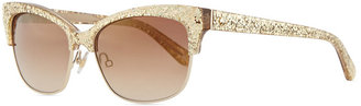 Kate Spade Shira Glitter Cat-Eye Sunglasses, Gold