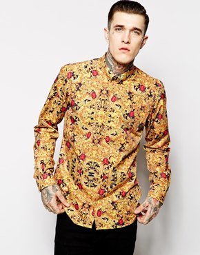 Hype X Noose & Monkey Shirt With Fruit Ruby Print In Skinny Fit