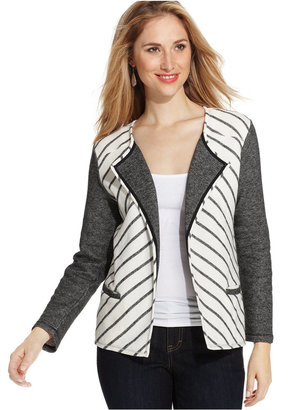 Style&Co. Petite Striped French-Terry Jacket