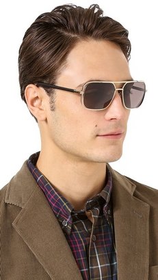 Lanvin SLN019 Aviator Sunglasses with Leather
