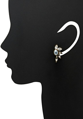 Elizabeth Cole Pearl & Swarovski Crystal Drop Earrings