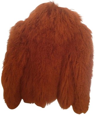 D&G 1024 D&g Mongolian Fur Jacket In Blood Orange