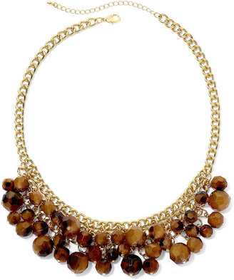 JCPenney MIXIT Mixit Gold-Tone Brown Two-Row Shaky Bib Necklace