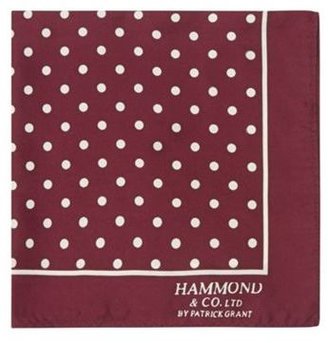 Hammond & Co. by Patrick Grant Designer wine wool look spotted silk pocket square