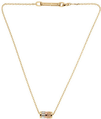 Michael Kors Gold Tone Barrel Pendant Necklace-GOLD-One Size