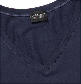 Hanro Superior Mercerised Stretch-cotton T-shirt - Navy