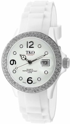 Swarovski TKO ORLOGI Women's TK538-WT Venetia Ice Crystal Accented Plastic Case and Rubber Strap Watch