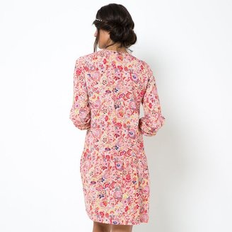 LES PETITS PRIX Softly Draping Floral Print Dress With Tassel Trim