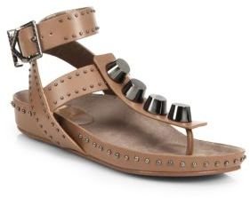 Ivy Kirzhner Treble Studded Leather T-Strap Sandals