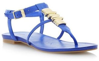 Jax DUNE LADIES BLUE Metal Detail T-Bar Flat Sandal