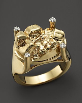 Kara Ross 18K Yellow Gold and Diamond Cast Petra Claw Ring