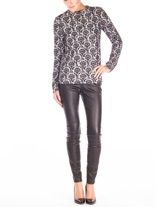 Suno Black and White Embroidered Top