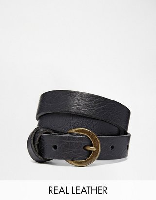 ASOS Leather Waist Belt with Cross Detail - Black
