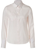 Paul Smith White and Pink Striped Silk Blouse