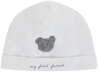 First Baby White & Grey Teddy Hat