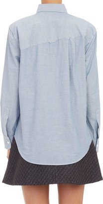 Band Of Outsiders Women's Cropped Oxford Shirt-Blue