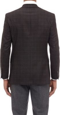 Barneys New York Super 120's Check Two-Button Sportcoat-Brown