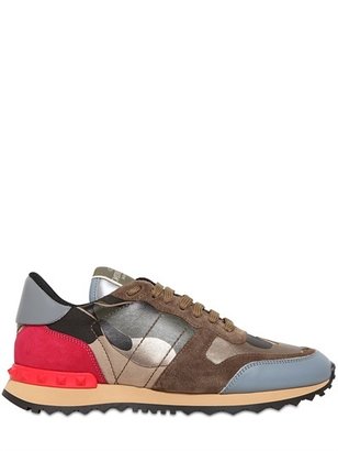 Valentino Camouflage Leather Patchwork Sneakers