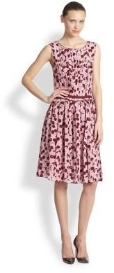 Nina Ricci Cherry-Print Silk Pleated Dress