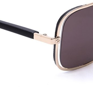 Lanvin SLN019 Aviator Sunglasses with Leather