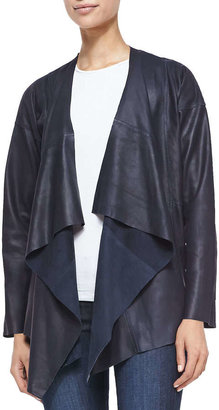 Bagatelle Leather Waterfall Jacket, Navy