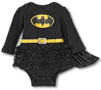 Batman Newborn Girls' Skirted Bodysuit with Cape - Black