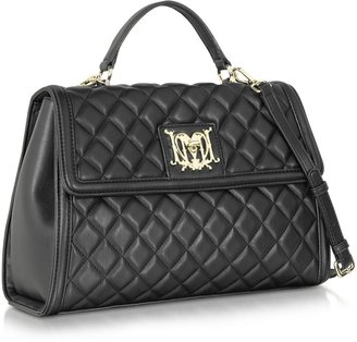 Moschino Love Black Quilted Eco Leather Satchel