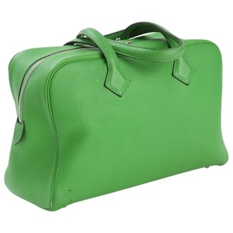Hermes Green Leather Handbag Victoria
