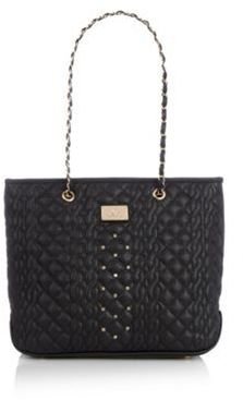 Red Herring Black cable quilted large tote bag