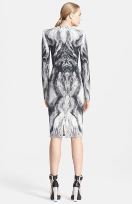 Alexander McQueen Fox Print Wool Blend Dress