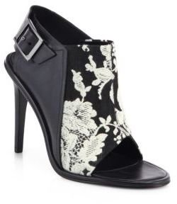Tibi Milou Floral-Printed Leather & Cloth Open-Toe Sandals