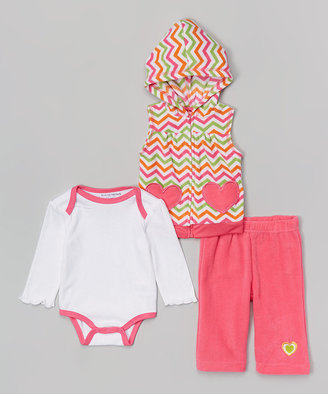 Buster Brown Pink & White Chevron Vest Set - Infant