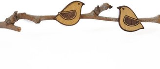 Manolo Blahnik Gold bird with black wings- walnut earrings