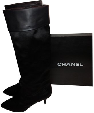 Chanel Satin + Leather Boots
