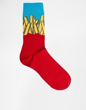 ASOS Socks With French Fries Design - Red